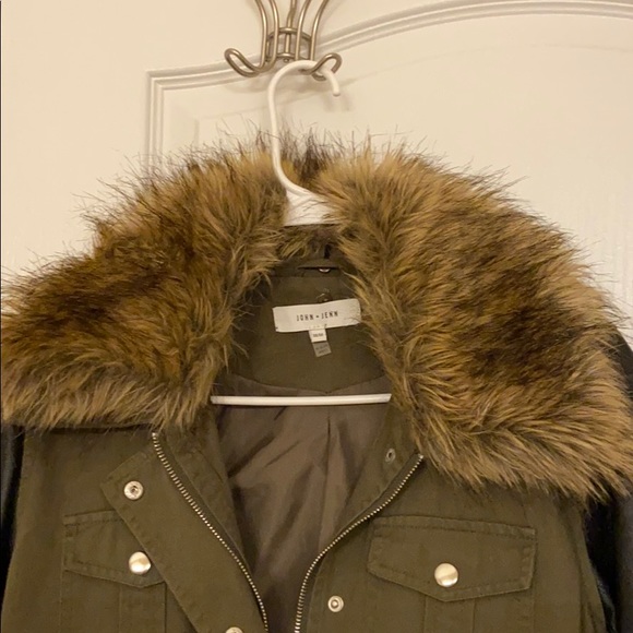 Cotton Anorak lined coat, faux fur&faux leather - Picture 4 of 4